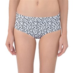 Wavy Intricate Seamless Pattern Design Mid-waist Bikini Bottoms