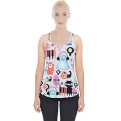 Funky Monsters Pattern Piece Up Tank Top