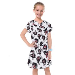 Goofy Monsters Pattern  Kids  Drop Waist Dress