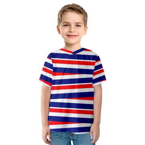 Red White Blue Patriotic Ribbons Kids  Sport Mesh Tee by Celenk