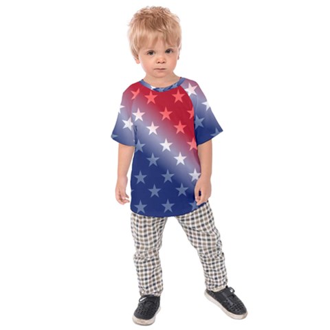 America Patriotic Red White Blue Kids Raglan Tee by Celenk