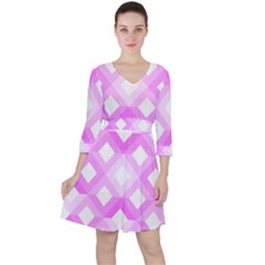 Geometric Chevrons Angles Pink Ruffle Dress by Celenk