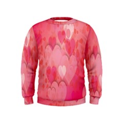 Pink Hearts Pattern Kids  Sweatshirt by Celenk