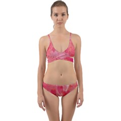 Pink Hearts Pattern Wrap Around Bikini Set