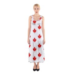 Maple Leaf Canada Emblem Country Sleeveless Maxi Dress by Celenk