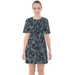 Camouflage Tarn Military Texture Sixties Short Sleeve Mini Dress