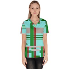 Christmas Plaid Backgrounds Plaid Scrub Top