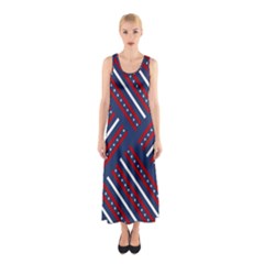 Patriotic Red White Blue Stars Sleeveless Maxi Dress by Celenk