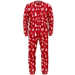 Red Christmas Pattern Onepiece Jumpsuit (men)  by patternstudio