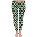 Green Ornate Christmas Pattern Classic Winter Leggings View1