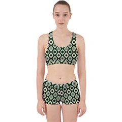 Green Ornate Christmas Pattern Work It Out Sports Bra Set by patternstudio