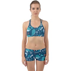 Cool Sea Life Pattern Back Web Sports Bra Set