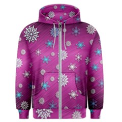 Snowflakes 3d Random Overlay Men s Zipper Hoodie by Celenk