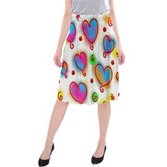 Love Hearts Shapes Doodle Art Midi Beach Skirt by Celenk