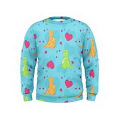 Dinosaur Love Pattern Kids  Sweatshirt by Bigfootshirtshop