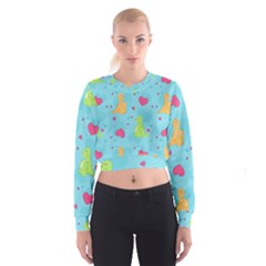 Dinosaur Love Pattern Cropped Sweatshirt by Bigfootshirtshop