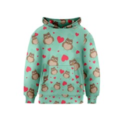 Owl Valentine s Day Pattern Kids  Pullover Hoodie by Bigfootshirtshop