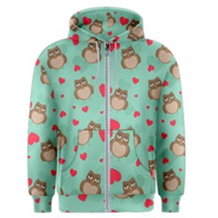 Owl Valentine s Day Pattern Men s Zipper Hoodie by Bigfootshirtshop