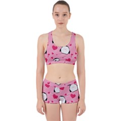 Penguin Love Pattern Work It Out Sports Bra Set