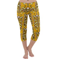 Rain Showers In The Rain Forest Of Bloom And Decorative Liana Capri Yoga Leggings by pepitasart