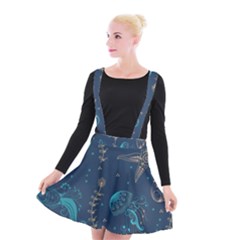 Arabesque Vintage Graphic Nature Suspender Skater Skirt