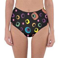 Abstract Background Retro 60s 70s Reversible High-waist Bikini Bottoms by Celenk