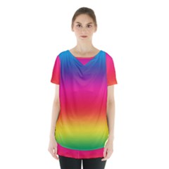 Spectrum Background Rainbow Color Skirt Hem Sports Top