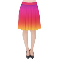 Spectrum Background Rainbow Color Velvet High Waist Skirt