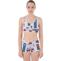 London Icons Symbols Landmark Work It Out Sports Bra Set by Celenk