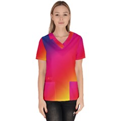 Spectrum Background Rainbow Color Scrub Top