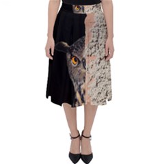 Owl Hiding Peeking Peeping Peek Folding Skater Skirt by Celenk