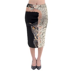 Owl Hiding Peeking Peeping Peek Midi Pencil Skirt by Celenk