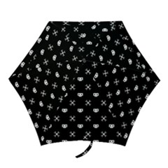 White Pixel Skull Pirate Mini Folding Umbrellas by jumpercat