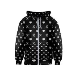 White Pixel Skull Pirate Kids  Zipper Hoodie by jumpercat