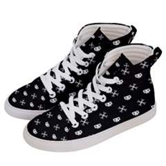 White Pixel Skull Pirate Men s Hi-top Skate Sneakers by jumpercat