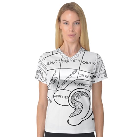 Brain Chart Diagram Face Fringe V-neck Sport Mesh Tee by Celenk