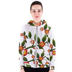 Flower Branch Nature Leaves Plant Women s Zipper Hoodie by Celenk