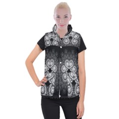 Fractal Filigree Lace Vintage Women s Button Up Puffer Vest by Celenk