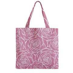 Pink Peonies Zipper Grocery Tote Bag by NouveauDesign