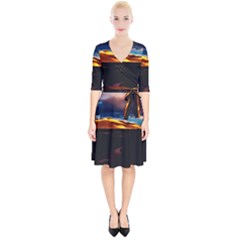 India Sunset Sky Clouds Mountains Wrap Up Cocktail Dress