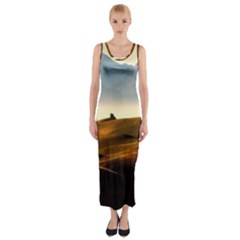 Landscape Mountains Nature Outdoors Fitted Maxi Dress by BangZart