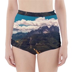 Italy Valley Canyon Mountains Sky High-waisted Bikini Bottoms by BangZart