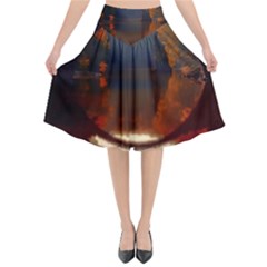 River Water Reflections Autumn Flared Midi Skirt by BangZart