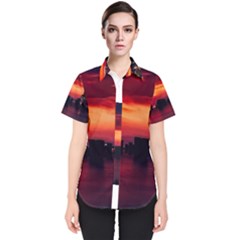 New York City Urban Skyline Harbor Women s Short Sleeve Shirt