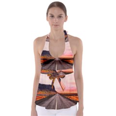 Iceland Sky Clouds Sunset Babydoll Tankini Top by BangZart