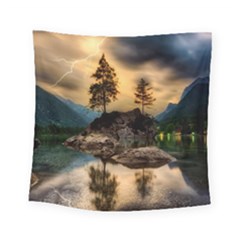 Sunset Dusk Sky Clouds Lightning Square Tapestry (small) by BangZart