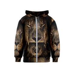 African Lion Mane Close Eyes Kids  Zipper Hoodie by BangZart