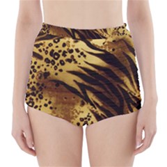 Pattern Tiger Stripes Print Animal High-waisted Bikini Bottoms by BangZart