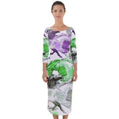 Horse Horses Animal World Green Quarter Sleeve Midi Bodycon Dress