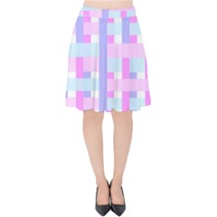 Gingham Nursery Baby Blue Pink Velvet High Waist Skirt